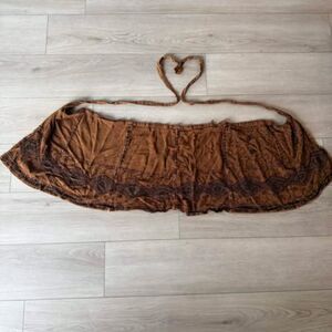 Free Size Boho Brown Wrap Skirt with Belt Loops